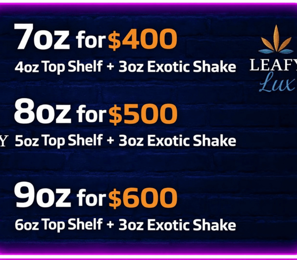 $400 - 4oz Top Shelf + 3oz Exotic Shake