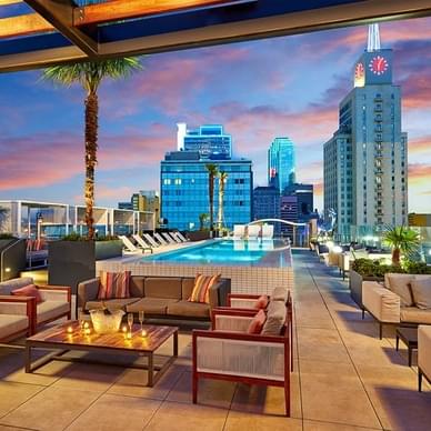 Enjoy the Statler Rooftop Pool, Waterproof