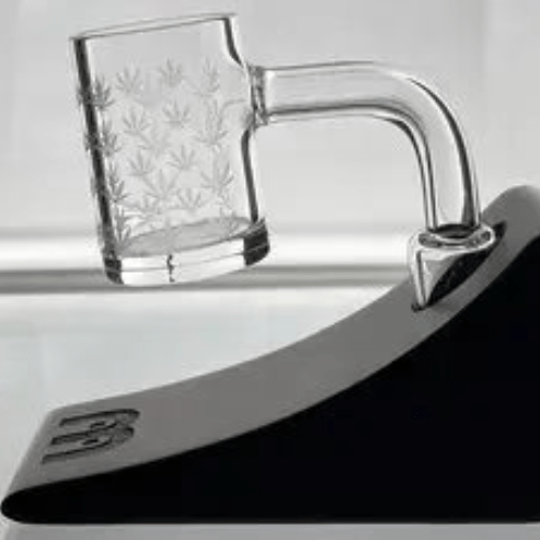 14mm Male Quartz Flat Top Leaf Sand Blasted Banger 2mm