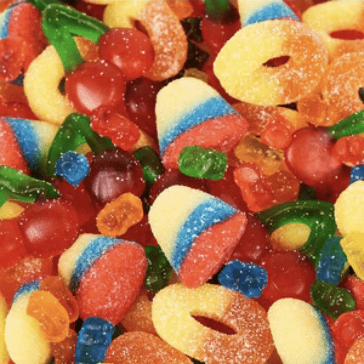 Sour strawberry green apple blue raspberry gummies