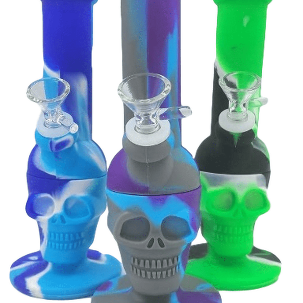 8" Silicone Skull Bong | Assorted Colors