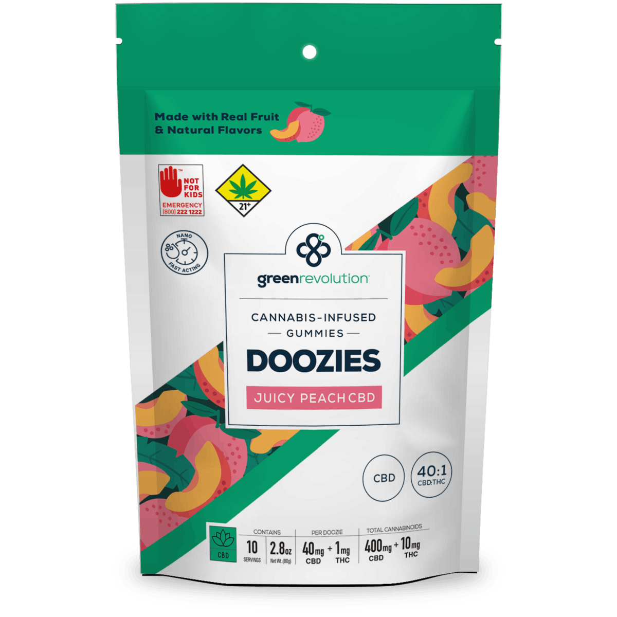 Doozies-Peach CBD 40:1 10pk