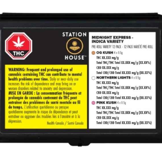 INDICA MIDNIGHT EXPRESS VARIETY PK | STATION HOUSE | 12 x .5g