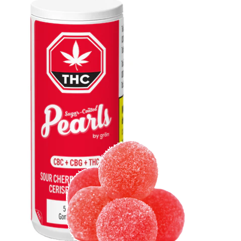 Pearls by grön: Sour cherry Bliss 1:1:1 CBC:CBG:THC Gummies (17.5g)(5pcs)
