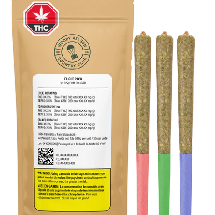 Woody Nelson Country Club: Flight Pack Craft Variety Pre-Rolls (1.5g)(3pk)