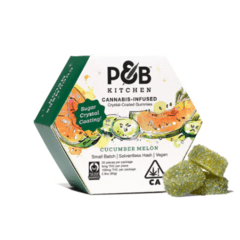 Crystal coated cucumber melon-gummies
