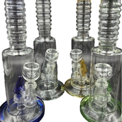 10" Ripple Neck Water Pipe | Assorted Colors w/ Flower Bowl