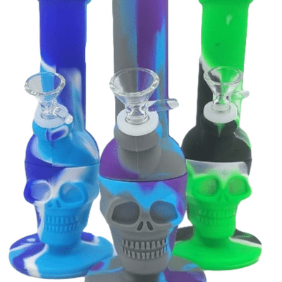 8" Silicone Skull Bong | Assorted Colors