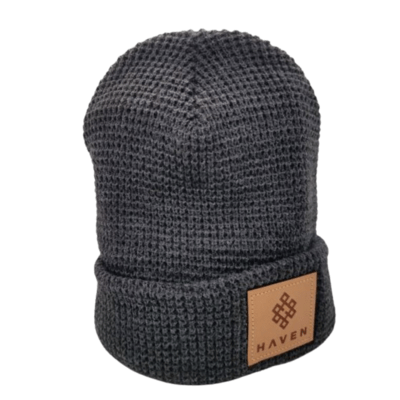Haven - Charcoal Leather Logo Beanie