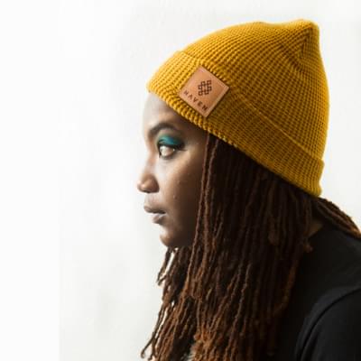 Haven - Gold Leather Logo Beanie