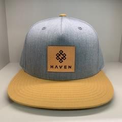 Haven - Grey & Tan Leather Logo Hat