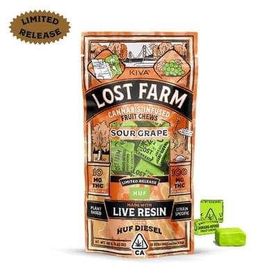 LOST FARM SOUR GRAPE HUF DIESEL CHEWS 100MG