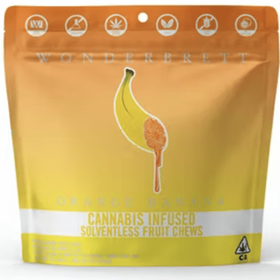 PENNY PROMO! - WITH PURCHASE OF 2 8THS OF WONDERBRETT FLOWER - WonderBrett | Orange Banana solventless rosin fruit chews | 100mg