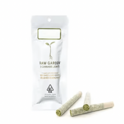 Raw Garden | Dos Osos premium infused joints w micronized refined live resin crushed diamonds 3-pack 1.5g total | 35.18% THCa