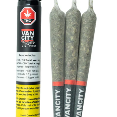 Vancity® Cannabis: Reserve Indica Pre-Rolls(1.5g)(3pk)
